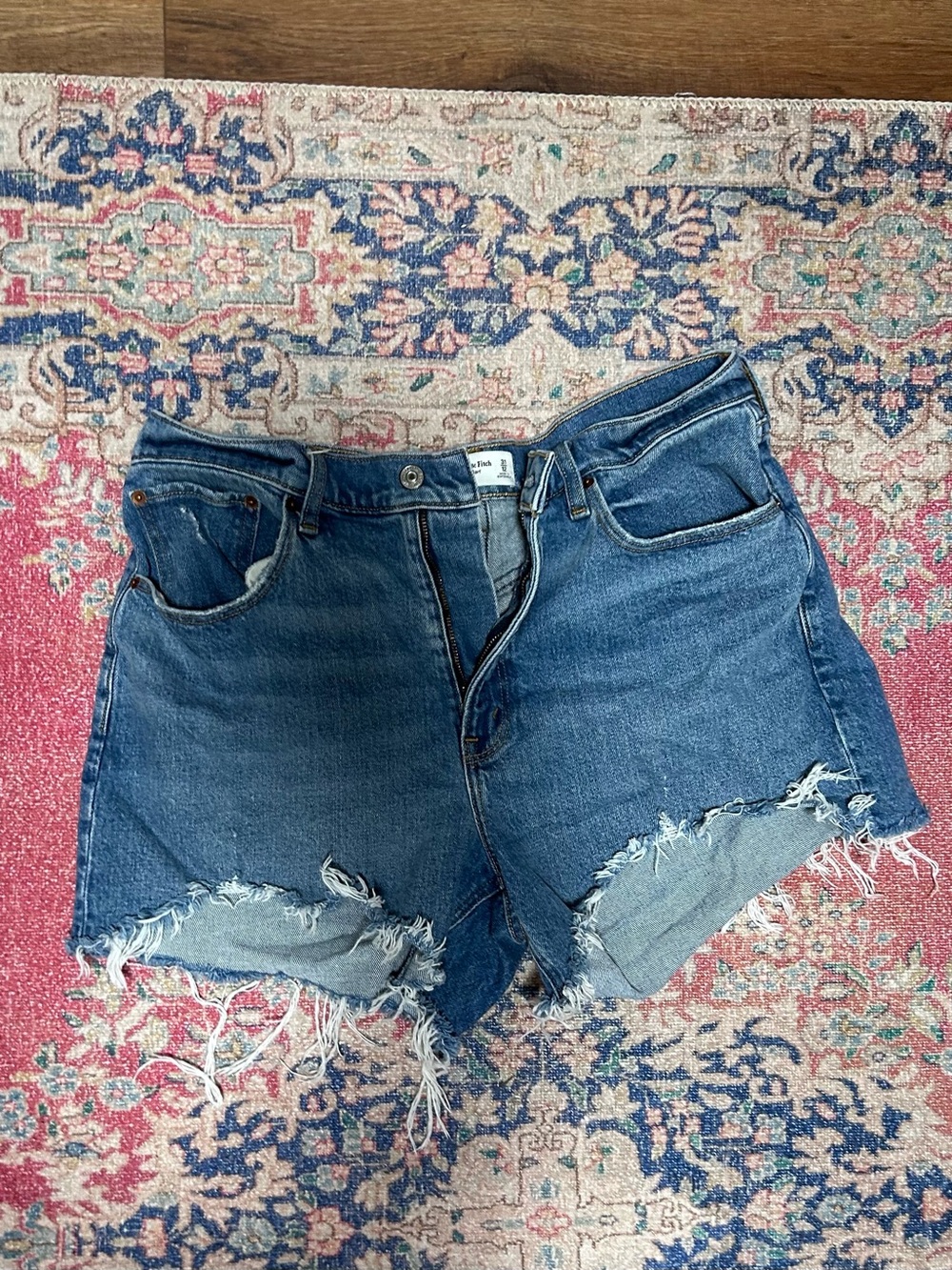 Abercrombie & Fitch Distressed Blue Denim Cutoff Shorts